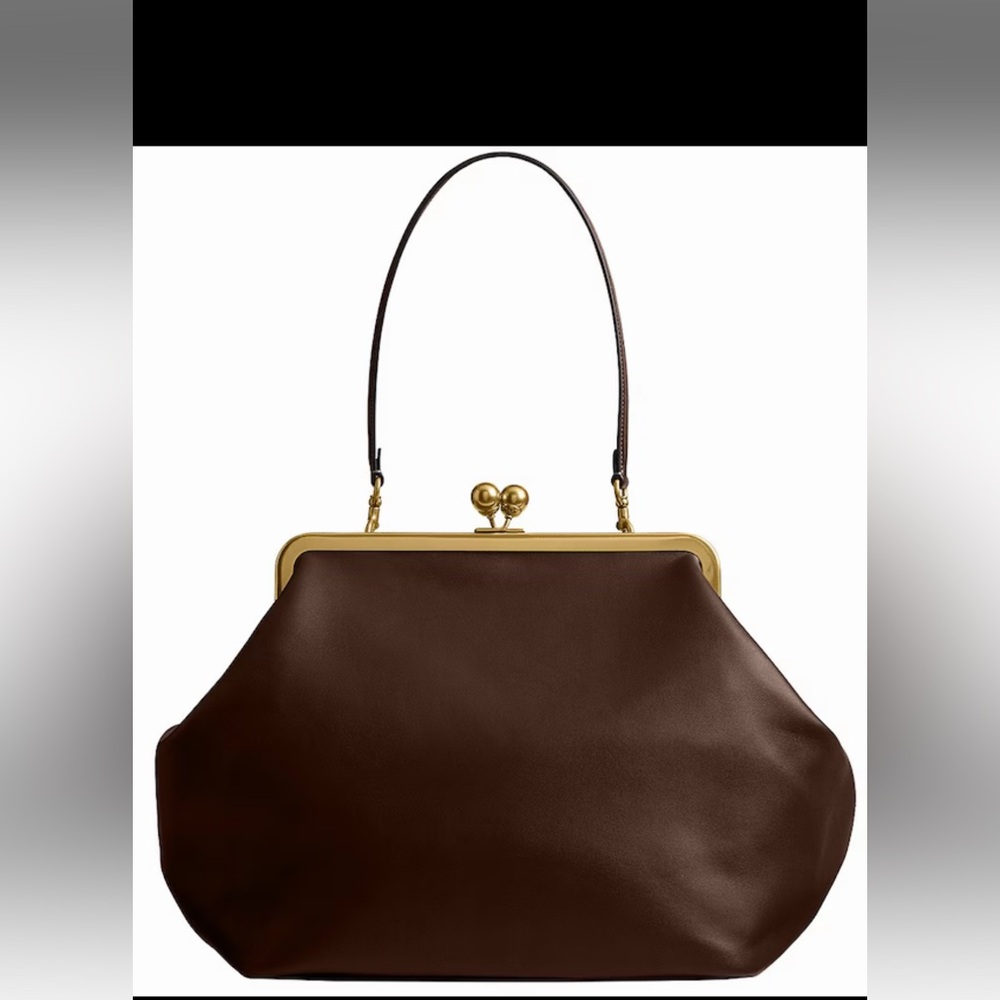 Coach large oversized kisslock frame shoulder clutch bag